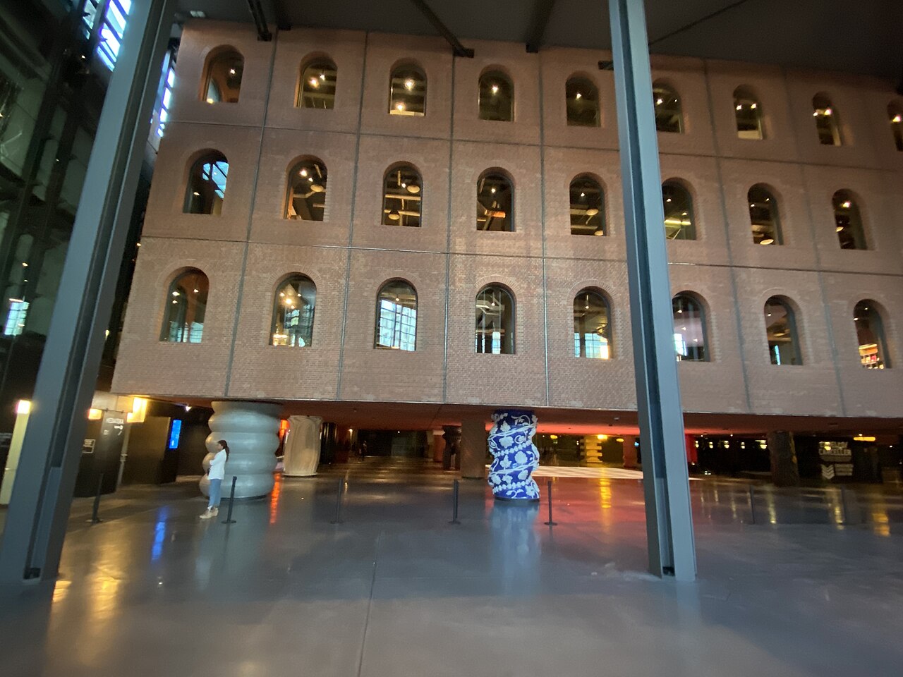 The glass and column structure of Azkuna Zentroa in Bilbao
